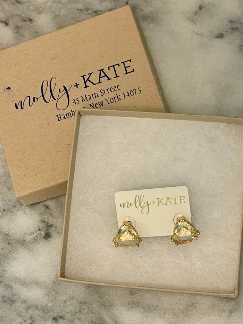 Molly + Kate Champagne Trillion Stud Earrings ✨ NWT